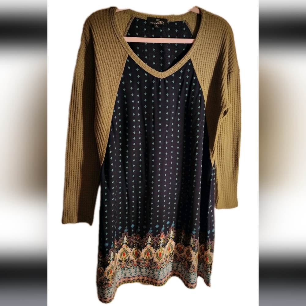 Suzanne Betro  Blue And Green Unique Light Airy Dress